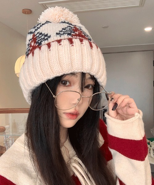 LADY LIKE（レディライク） ニット帽 ニットキャップ ポンポン付き