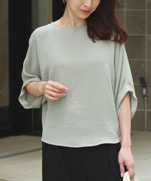 「INCEDE」 半袖ブラウス M カーキ レディース_画像4
