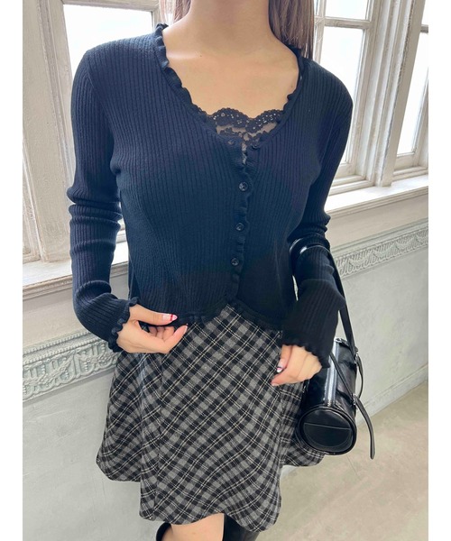 カーディガン ミニフリルニットカーディガン レディース : ZOZOTOWN