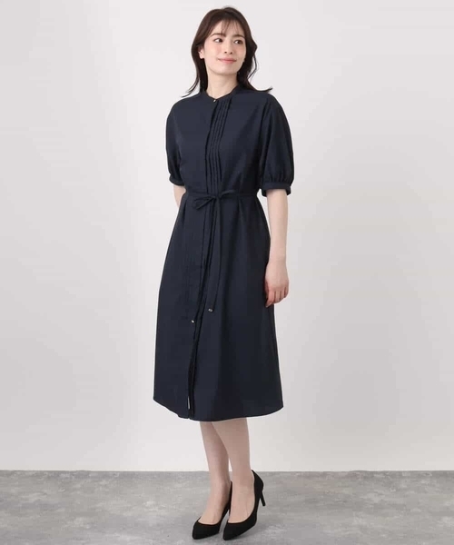 「OFUON le MK」 半袖ワンピース 36 ネイビー レディース_画像3