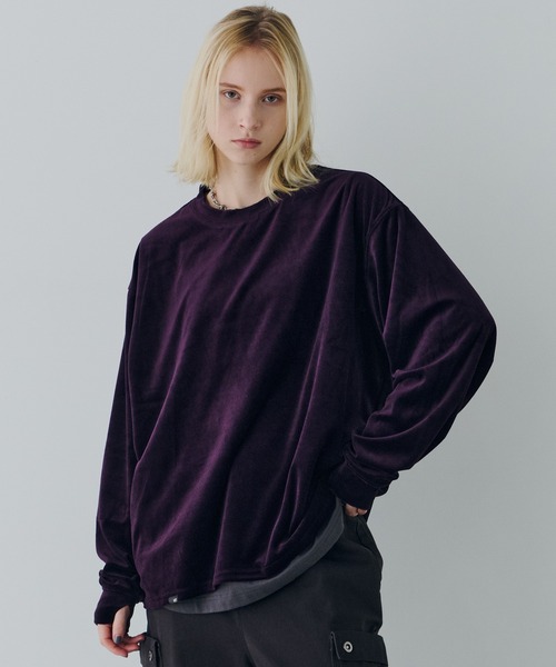 AFF AIVER tシャツ サムホールベロアロンTEE メンズ レディース 