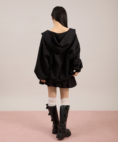 新品未使用品♡アプ 編み上げパーカー Amilige（アミリージュ） パーカー ショートZIPベルトハーネス付き