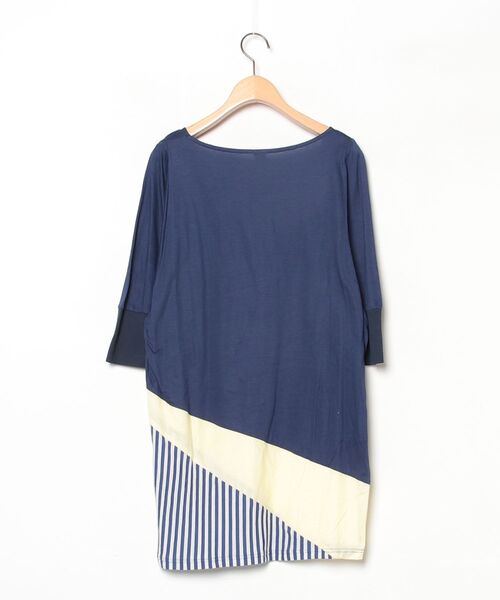 「AVIE」 7分袖ワンピース 2 ネイビー レディース_画像2