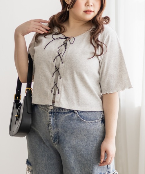 「CLETTE」 半袖カットソー 4L チャコールグレー レディース_画像5