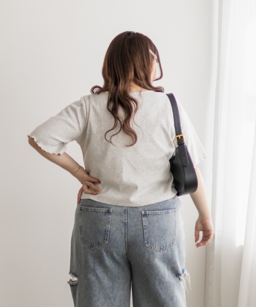 「CLETTE」 半袖カットソー 4L チャコールグレー レディース_画像6
