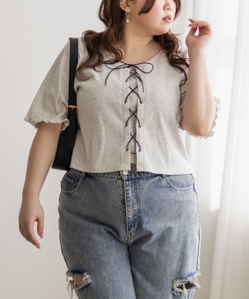 「CLETTE」 半袖カットソー 4L チャコールグレー レディース_画像7