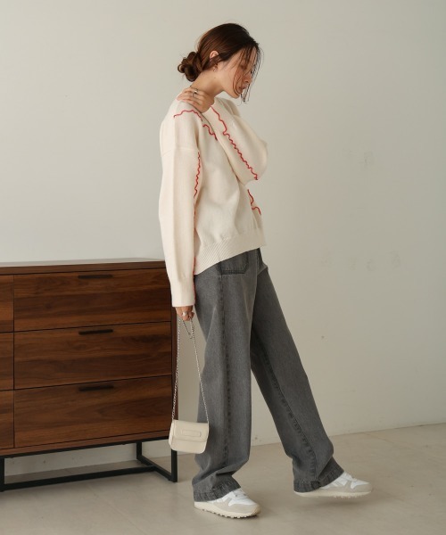 「Bab」 長袖ニット FREE アイボリー レディース_画像6