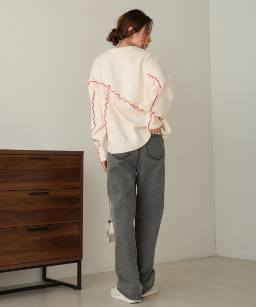 「Bab」 長袖ニット FREE アイボリー レディース_画像8