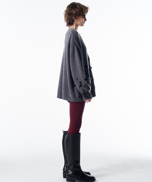 新品 jose moon ビジュー ニット カーディガン グレー MOON KNIT CARDIGAN/ムーンニットカーディガン（ニット/セーター