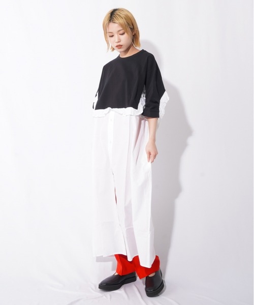 「AVIE」 7分袖ワンピース FREE ブラック レディース_画像4