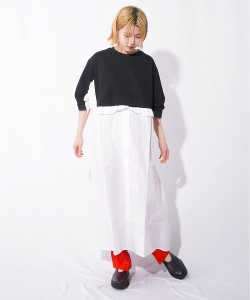 「AVIE」 7分袖ワンピース FREE ブラック レディース_画像5