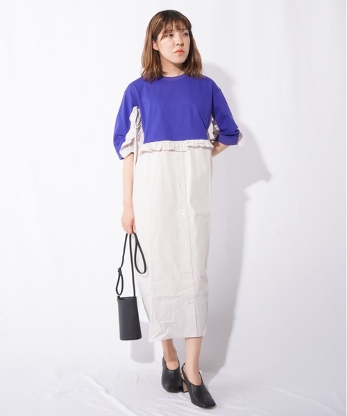 「AVIE」 7分袖ワンピース FREE ブラック レディース_画像9