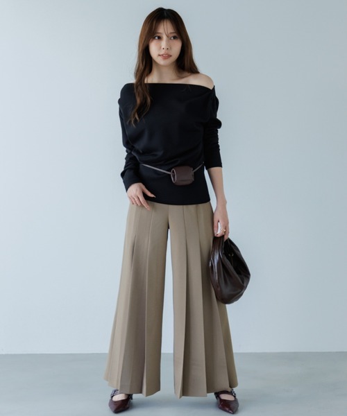 スラックス パンツ high waist pleated slacks(ハイウエストプリーツ スラックス パンツ high waist pleated slacks(ハイウエストプリーツ