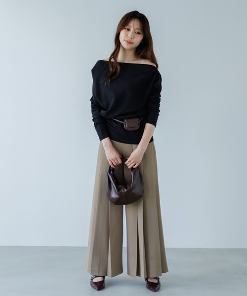 スラックス パンツ high waist pleated slacks（ハイウエストプリーツ 