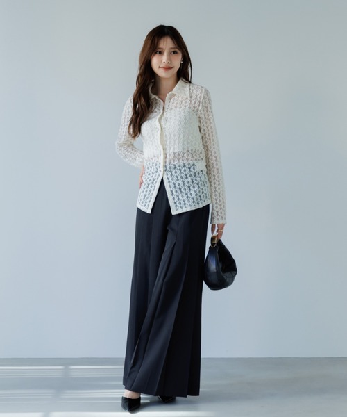 スラックス パンツ high waist pleated slacks(ハイウエストプリーツ スラックス パンツ high waist pleated slacks(ハイウエストプリーツ