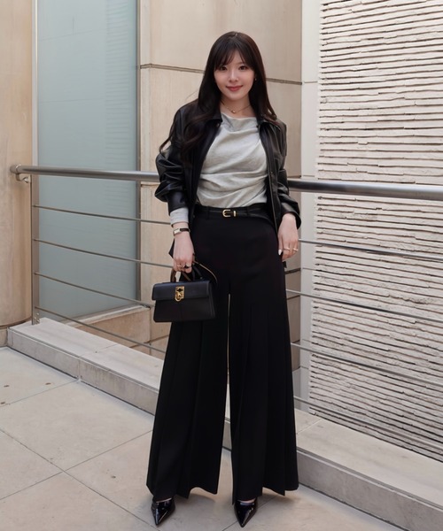 スラックス パンツ high waist pleated slacks(ハイウエストプリーツ スラックス パンツ high waist pleated slacks(ハイウエストプリーツ
