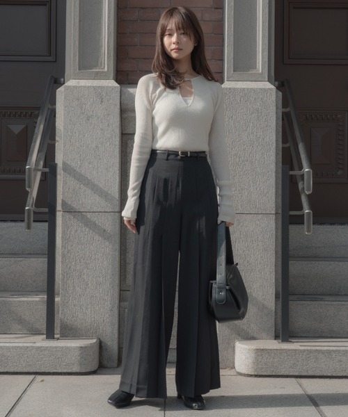 スラックス パンツ high waist pleated slacks（ハイウエストプリーツ