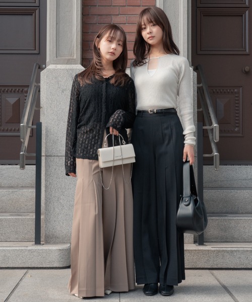 スラックス パンツ high waist pleated slacks(ハイウエストプリーツ スラックス パンツ high waist pleated slacks(ハイウエストプリーツ