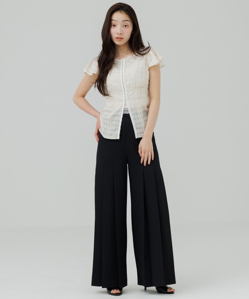 スラックス パンツ high waist pleated slacks（ハイウエストプリーツ 