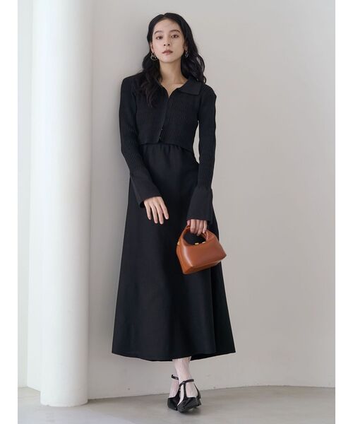 ラグナムーン　ニットワンピース ラグナムーン LAGUNAMOON カラーネックタイトニットワンピース