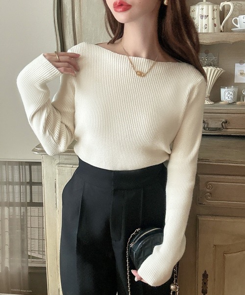 「Meiru」 長袖ニット LARGE グレー系その他 レディース_画像2