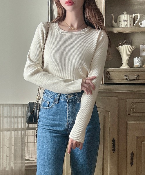 「Meiru」 長袖ニット LARGE グレー系その他 レディース_画像4