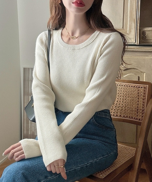 「Meiru」 長袖ニット LARGE グレー系その他 レディース_画像5