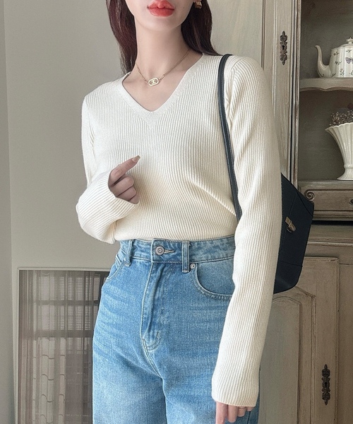 「Meiru」 長袖ニット LARGE グレー系その他 レディース_画像6