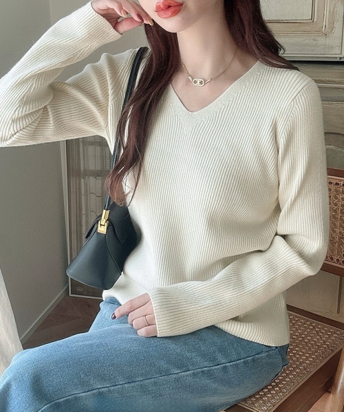 「Meiru」 長袖ニット LARGE グレー系その他 レディース_画像7