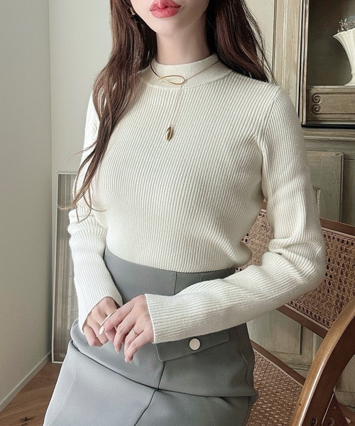 「Meiru」 長袖ニット LARGE グレー系その他 レディース_画像8