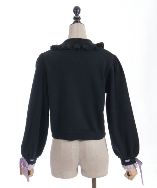axes femme POETIQUE カーディガン 袖口レース衿付きニット