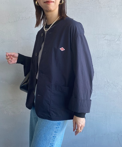 お値下げです☆彡DANTON ネイビー ノーカラージャケット Danton（ダントン） ノーカラージャケット 38 ネイビー レディース