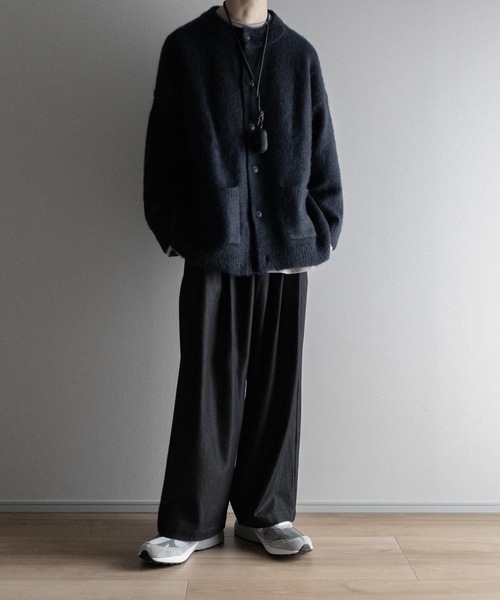 「remer」 ニットカーディガン LARGE ダークブルー メンズ_画像2