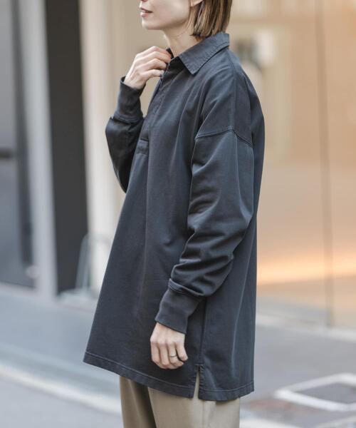 クーティー オーバー ワイド ビッグ ロゴ プリント ポロ シャツ L グレー FORK&SPOON（フォークアンドスプーン） tシャツ ガーメントダイビッグ