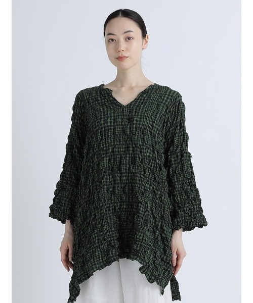 Plantation（プランテーション） 7分袖ブラウス M size ベージュ