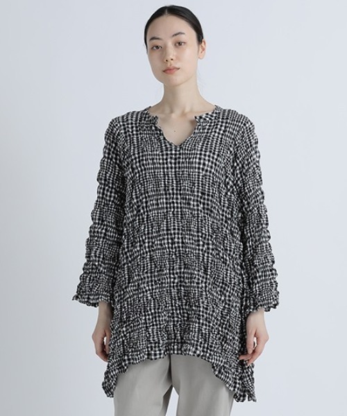 Plantation（プランテーション） 7分袖ブラウス M size ベージュ 