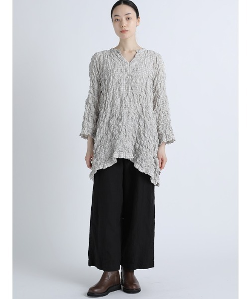 Plantation（プランテーション） 7分袖ブラウス M size ベージュ 