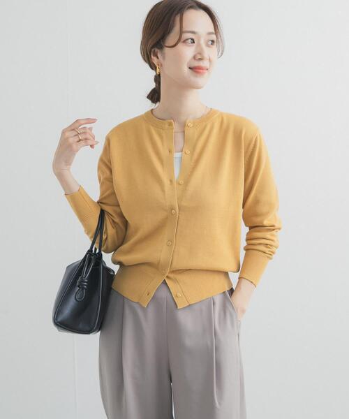 babaa オーガニックコットン　クルーネックカーディガン　ネイビー　春ニット URBAN RESEARCH DOORS（アーバンリサーチドアーズ） カーディガン