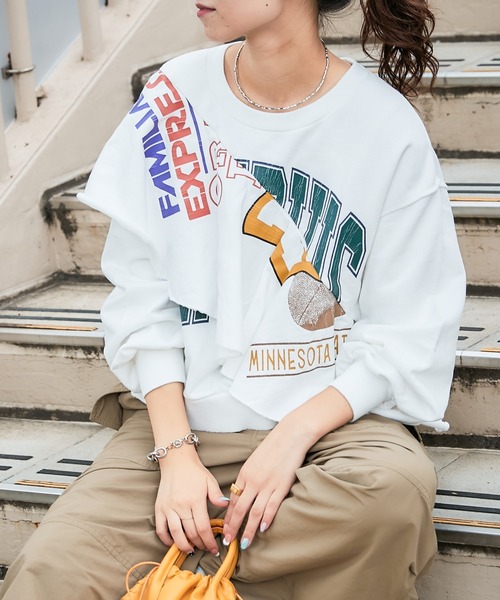 「etsinta」 スウェットカットソー ONE SIZE ブラウン レディース_画像2