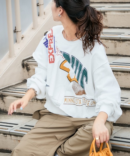 「etsinta」 スウェットカットソー ONE SIZE ブラウン レディース_画像4