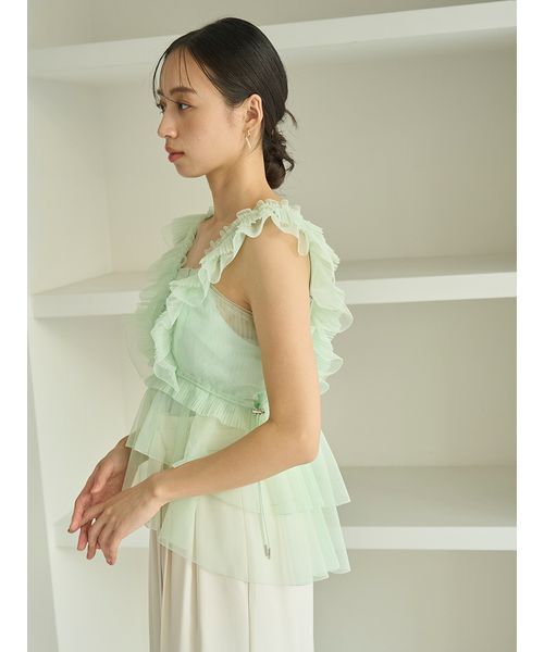 SNIDEL スナイデル　チュールぺプラムブラウス SNIDEL（スナイデル） ブラウス シャツ Sustainableチュールペプラム