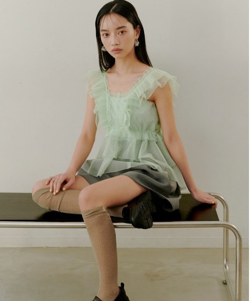 SNIDEL（スナイデル） ブラウス シャツ Sustainableチュールペプラム