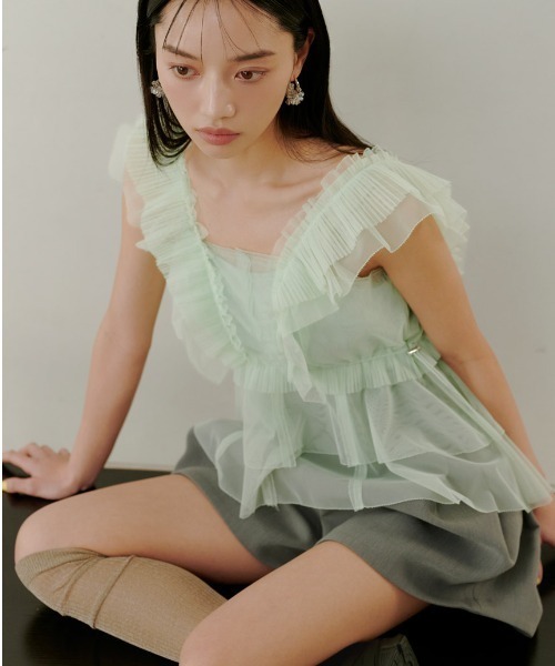 SNIDEL（スナイデル） ブラウス シャツ Sustainableチュールペプラム