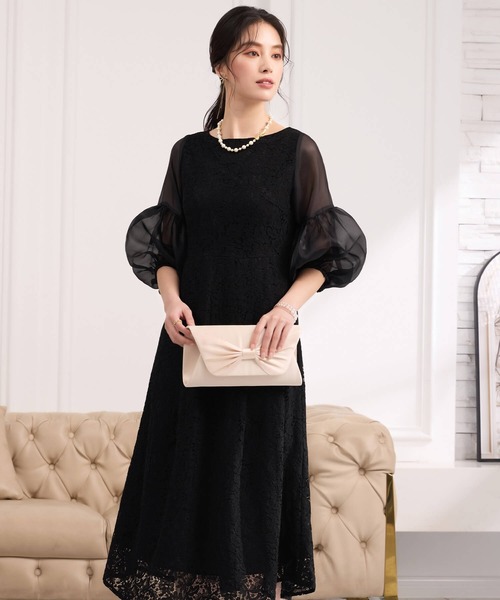 「Cinderella」 7分袖ワンピース X-LARGE ブラック レディース_画像9