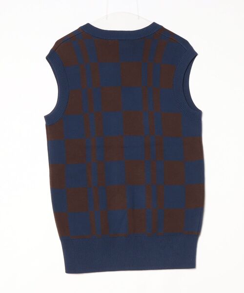 「FRED PERRY」 ノースリーブニット M ブルー メンズの画像
