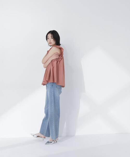 ブラウス シャツ フリルスリーブチュニック レディースの画像