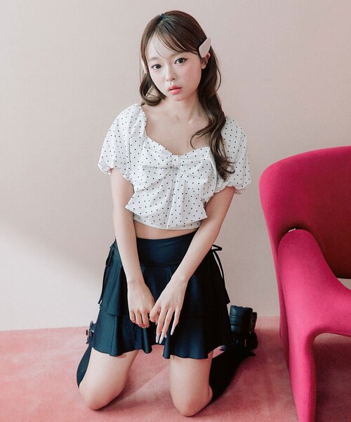 ★即購入可能★OLIVE des OLIVE 水着 ブラック フリーサイズ OLIVE des OLIVE（オリーブデオリーブ） 水着 体型カバー 胸リボン