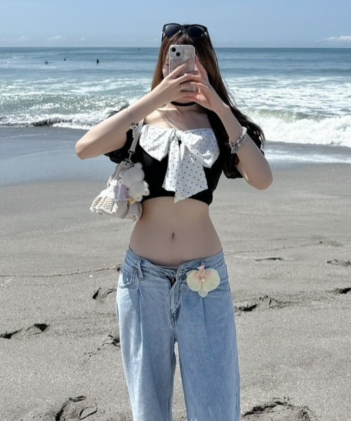 OLIVE des OLIVE（オリーブデオリーブ） 水着 体型カバー 胸リボン