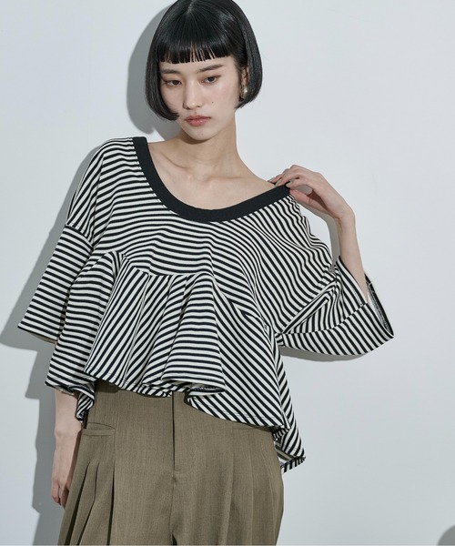 THE Yon tシャツ 2WAYイレギュラーペプラムハーフスリーブT レディース