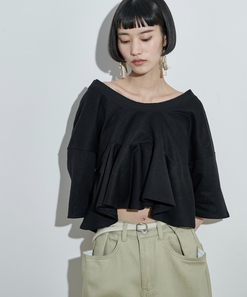 THE Yon tシャツ 2WAYイレギュラーペプラムハーフスリーブT レディース